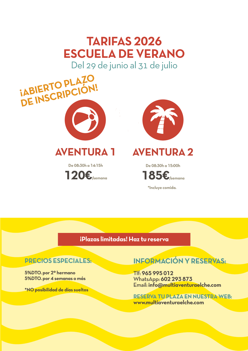 TarifasWeb_EdV_2026 tarifas escuela de verano multiaventura elche